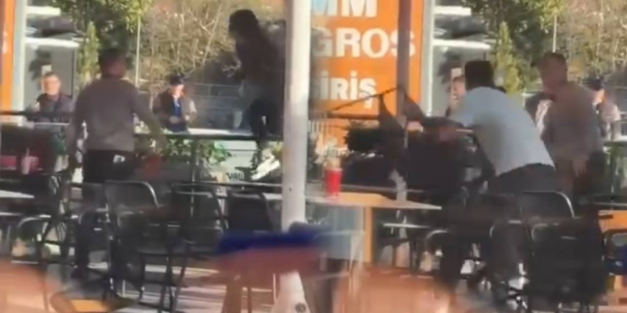Kağıthane’de sandalyeli kavga! Masanın üzerine atlayarak yere düştü