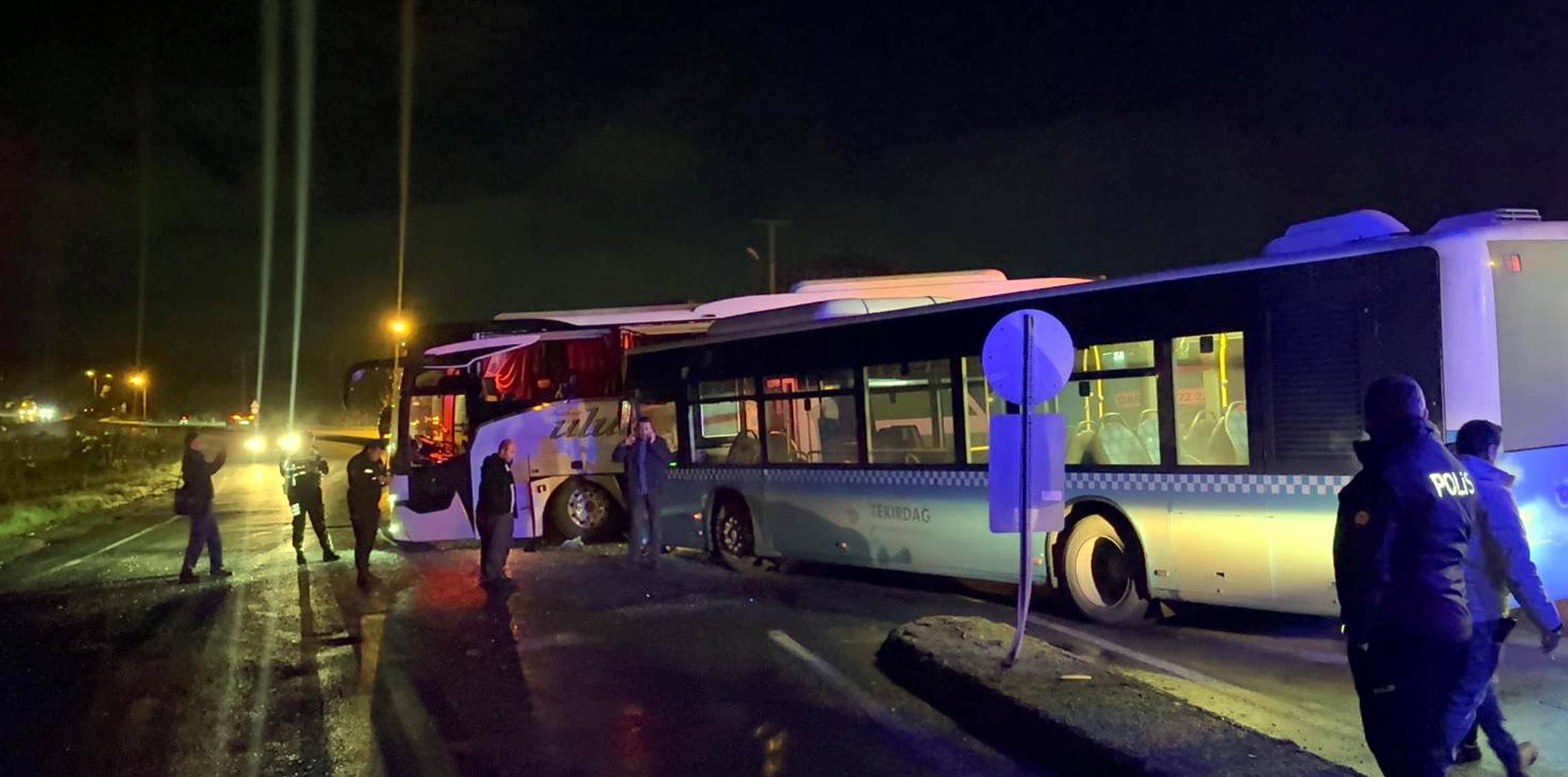 Tekirdağ’da iki otobüs çarpıştı